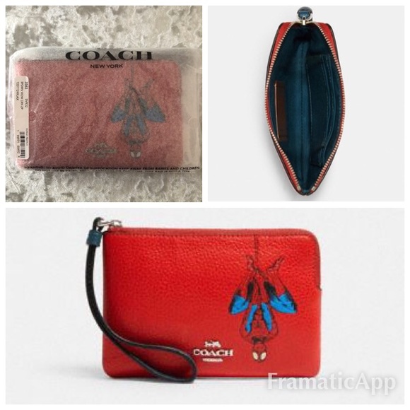 Coach Handbags - 🔥Coach x Marvel │ Leather Wristlet w/ Spider-Man